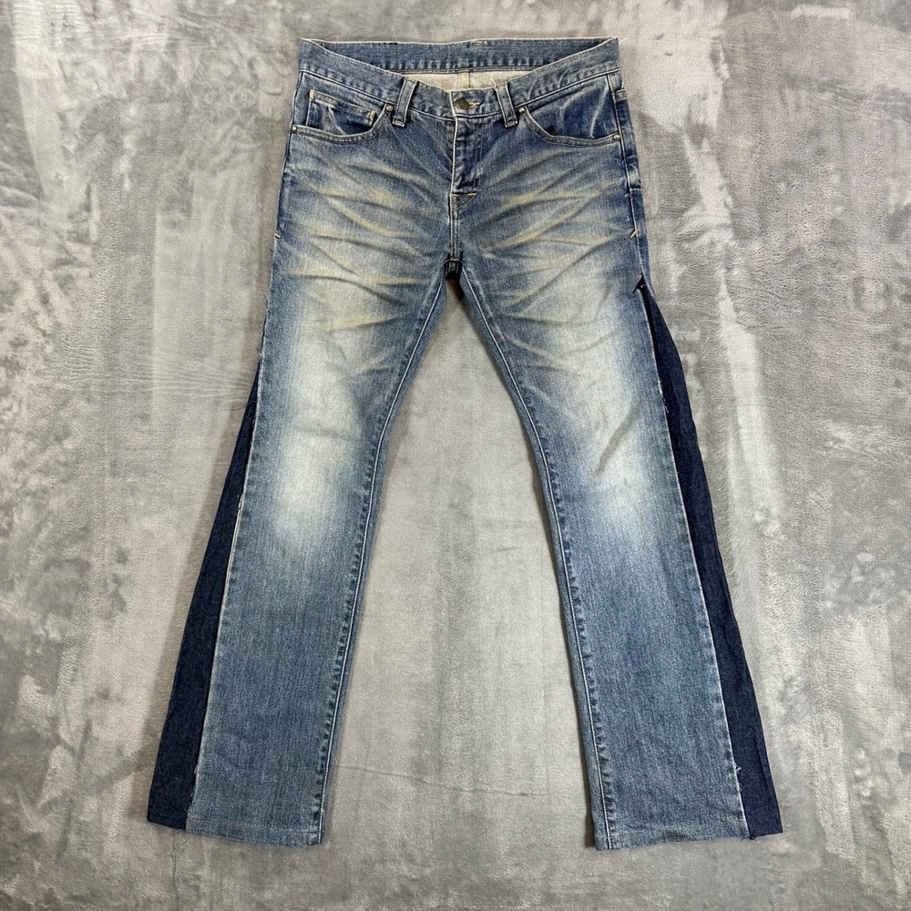 Tornado Mart Japan Flared Jeans Men's S Small Blue Two Tone Paneled Bootcut